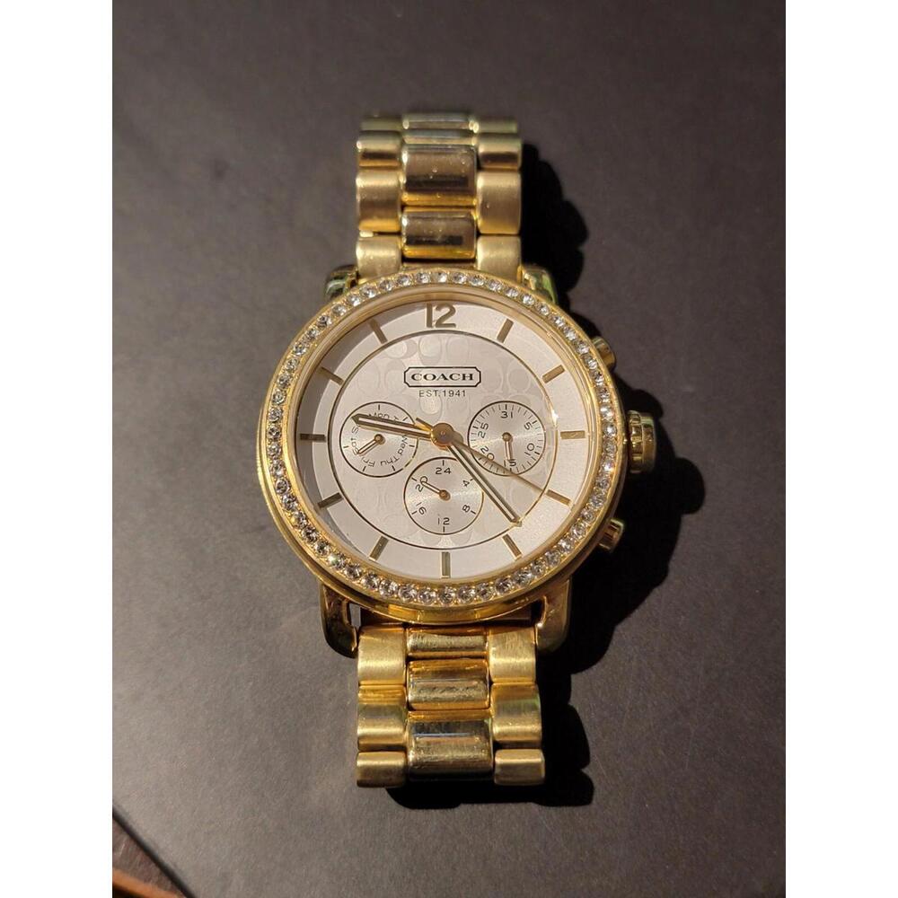 Coach Women's Chronograaph Watch Legacy Silver Dial Ca.04.3.34.0709S New Bat. 6"